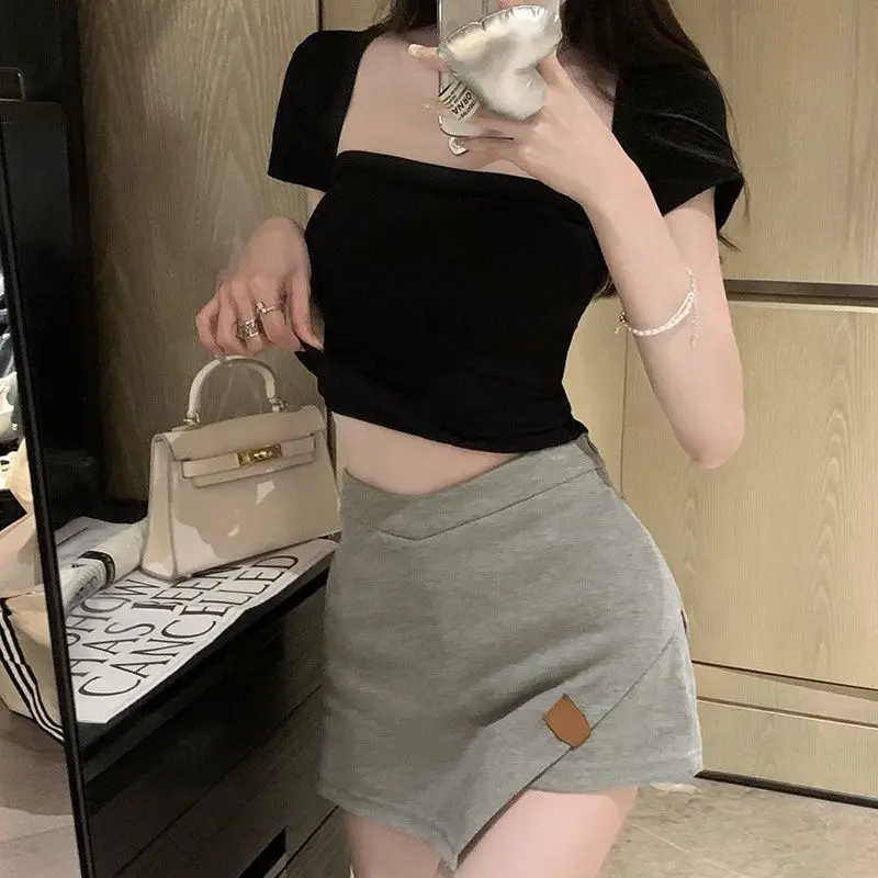 Hot Girl High Waist Irregular A- line Pantskirt Women's New Miniskirt Summer Elastic