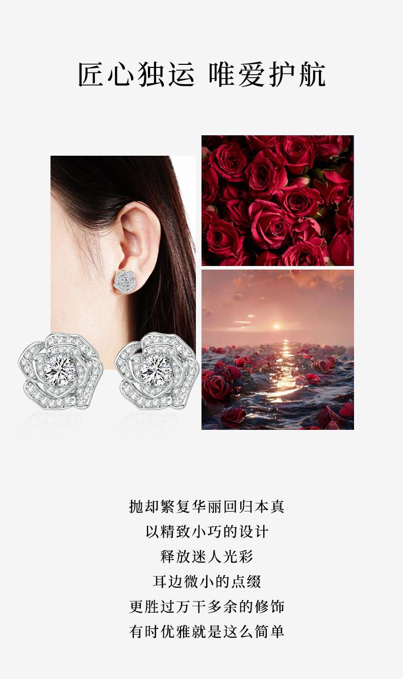 Product Introduction of S925 Sterling Silver Earrings Moissanite Studs for Women Ins Style Light Luxury Niche Design High-end Earrings In Stock 2