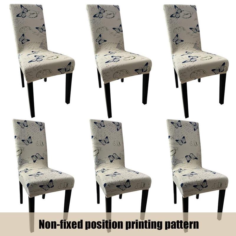Modern Printed Chair Cover, 4/6pcs Removable Elastic Chair Slipcover, Simple Comfortable Breathable Reusable Chair Cover, Chair Cover for Home Dining Room Hotel 0
