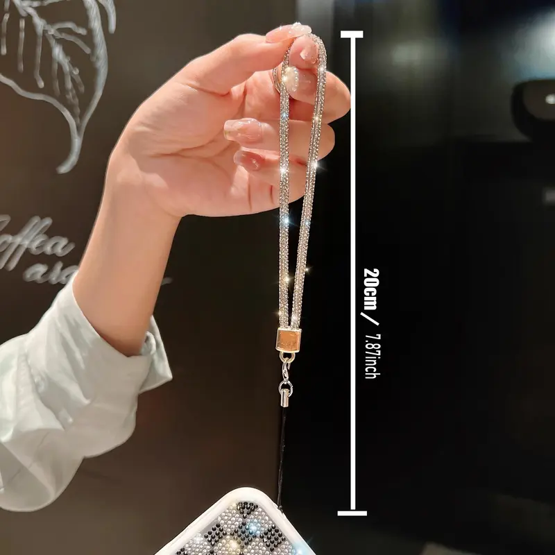 Fashion Rhinestone Decor Phone Chain, Short Phone Lanyard with Universal Clip, Shiny Phone Strap for Women & Girls, Mobile Phone Decoration Accessories 1