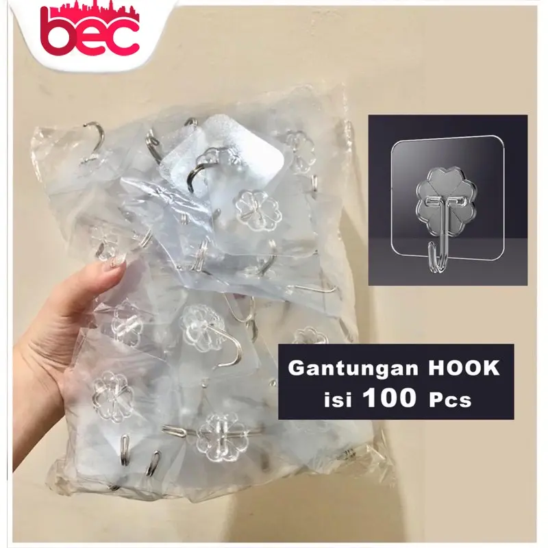 [TERLARIS] [100Pcs] Harga Grosir Gantungan Hook Tempel Hook Ajaib Aksesori Kamar Mandi Kait Dipasang Dinding