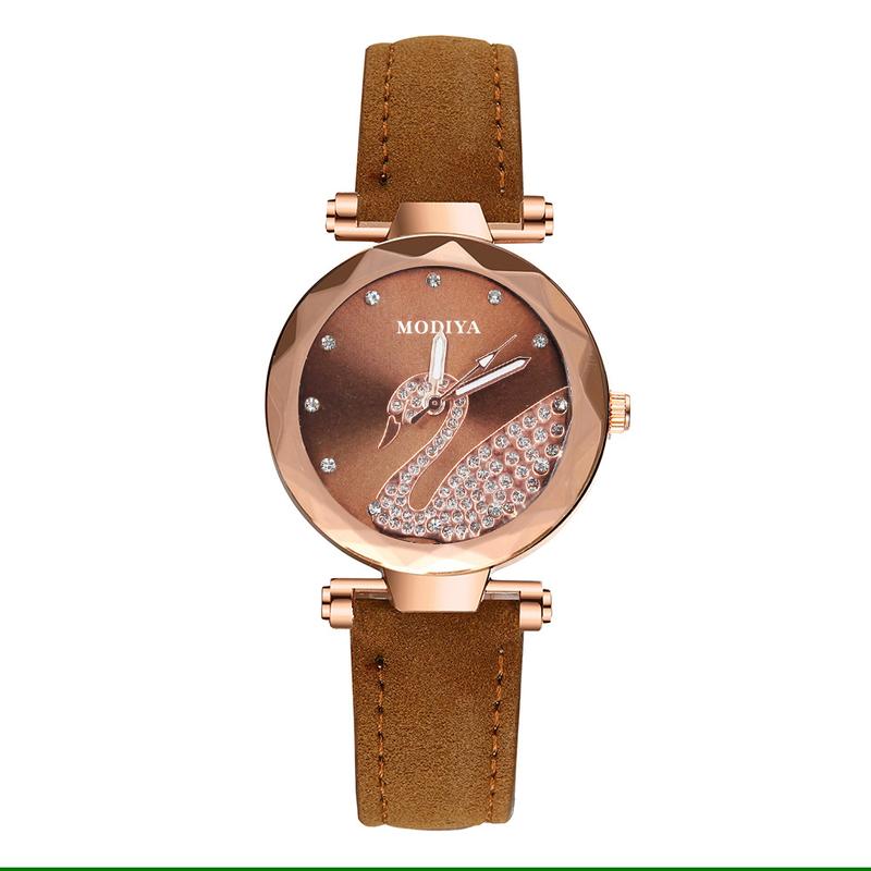 Product Introduction of Swan Watch Women's Factory Direct Supply Suede Matte Leather with Net Red Quartz Watch  Women's Watch 12