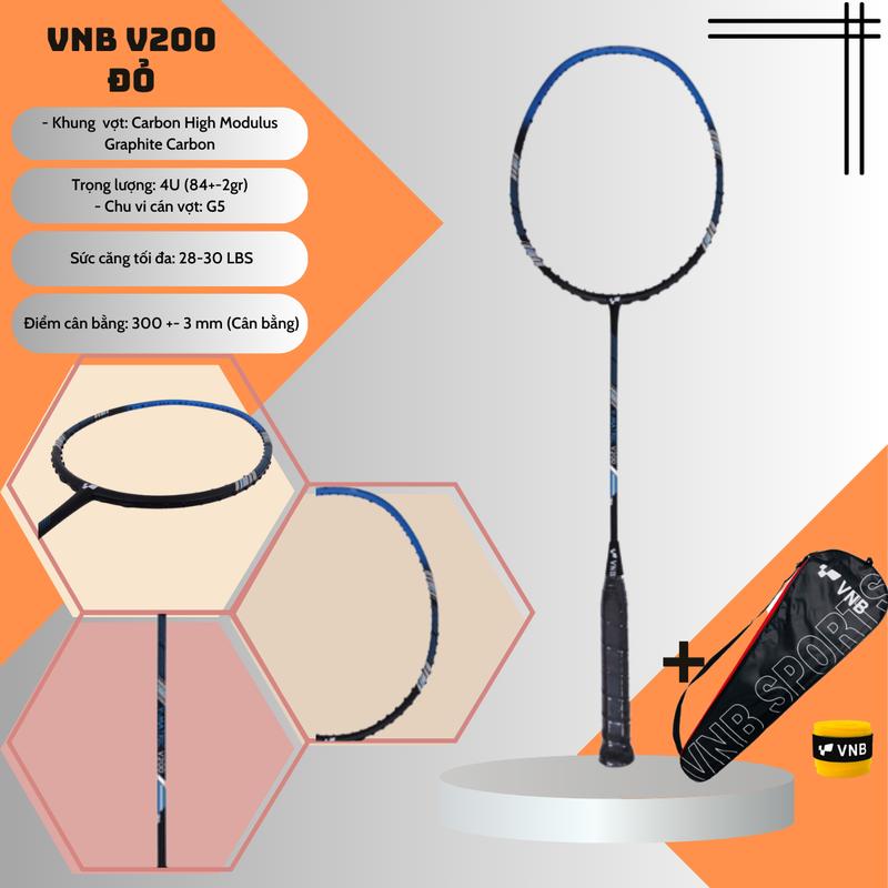  Vợt Cầu Lông VNB V200 Xanh Chính Hãng Carbon Sport 