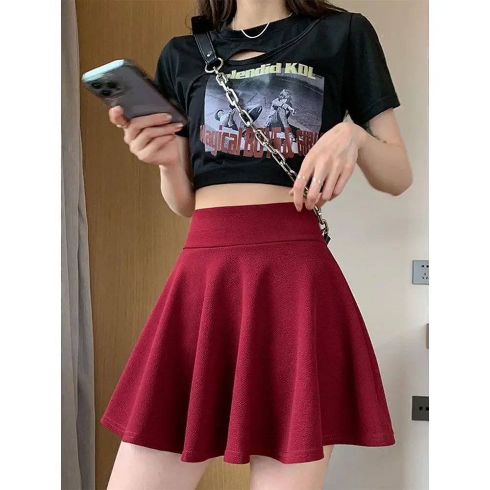 กระโปรงพลีท สำหรับผู้หญิง เอวสูง ยางยืด กระชับสัดส่วน Sundress กระโปรงร่มเล็ก กระโปรงทรงเอ เหมาะสำหรับฤดูใบไม้ผลิและฤดูร้อน กระโปรงกีฬา Skirt เสื้อผ้า Lady Women Clothing