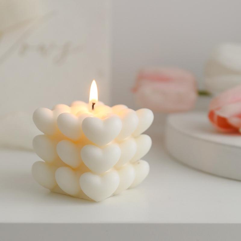 Product Introduction of 1 piece Love Candle Gift, Heart Handmade Magic Cube Aromatherapy Tanabata Gift, Companion Gift, Birthday Candle, Home Decor, Room Decor, weddings Decor, Tabletop Decor, Aromatherapy Gift 6