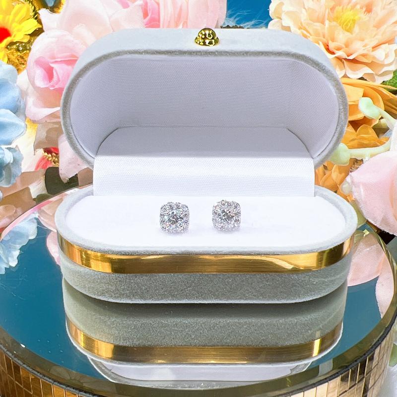 Bông tai nữ, bông vuông chốt vặn bạcy xi.kim, xinh xắn dễ thương