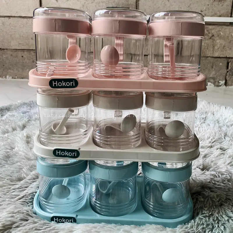Bộ 3 lọ gia vị Hokori kèm thìa thông minh nhựa Việt Nhật (MS: 2936) 1