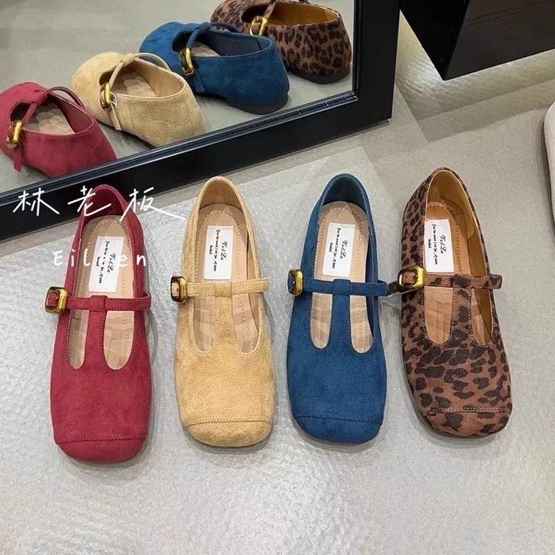 Giày Mary Jane, Phong Cách Cổ Điển Kiểu Pháp, Màu Đỏ, Giày Múa Ba Lê Đế Bằng, Dành Cho Nữ, Phong Cách Trung Quốc Mới Mùa Thu 2024, Giày Cao Gót, Giày Bà 0