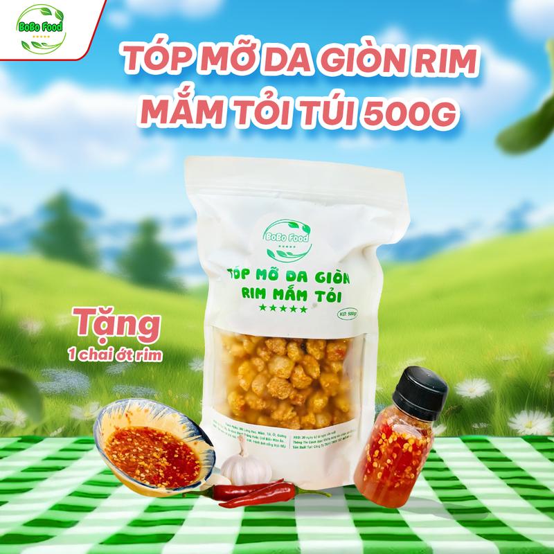  BoBo Food Tóp Mỡ Da Giòn Rim Mắm Tỏi Túi 500g Tặng 1 Chai Ớt Rim Mật Ong Snack Xuất Xứ Việt Nam Hạn Sử Dụng 1 Tháng 