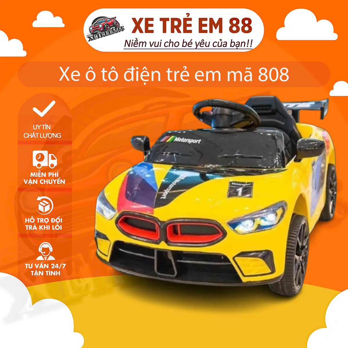 Xe ô tô điện trẻ em mã 808 Toy Đồ Chơi Pin