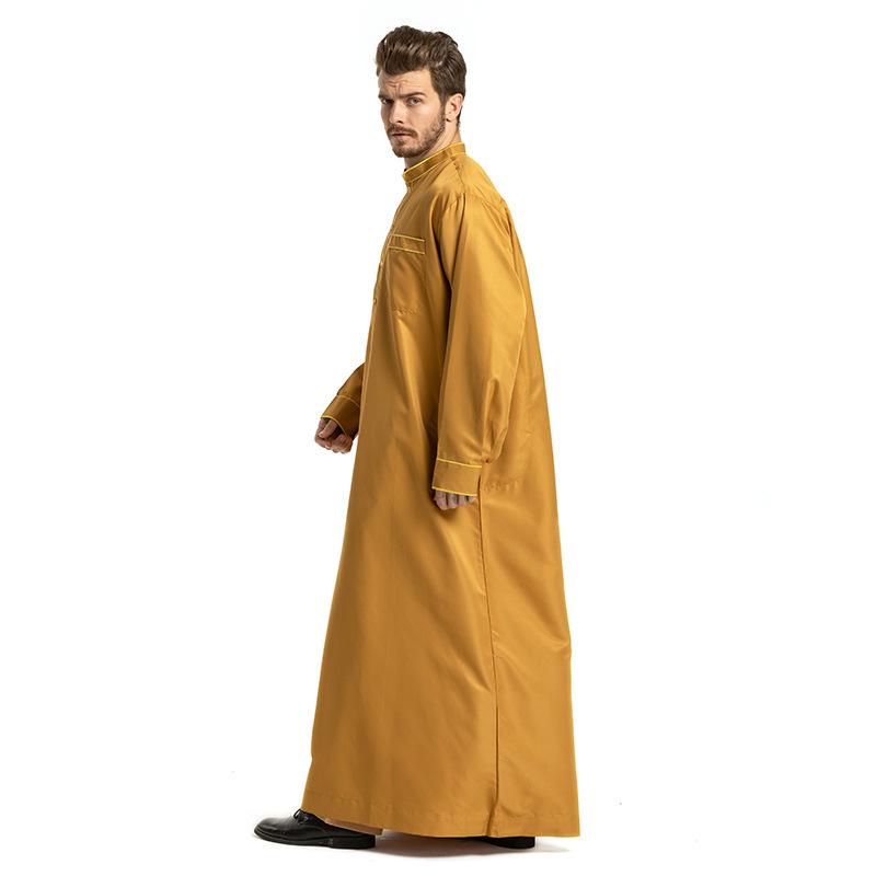 Product Introduction of European and American Hot Sale Middle East Muslim Ethnic Embroidery Long Sleeve Loose Stand Collar Robe Men 0006 6