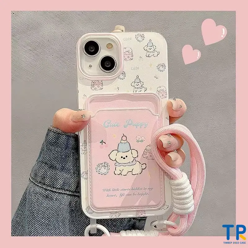 Ốp Lưng Cho IPhone 15 13 16 11 12 14 Pro Max 7Plus XR 8 6s 16 7 14 15 Plus X XS Max SE 2022 Vòng đeo tay thẻ đánh bạc cho chó con chó con hoạt hình 0