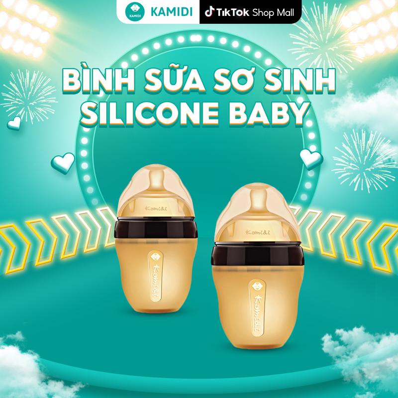 Bình Sữa Sơ Sinh Silicone Kamidi Baby Newborn Quai Tròn Chất Liệu Silicon Dành Cho Bé Tập Uống - bìnhsữa silicon KAMIDI chính hãng binh  chongsac