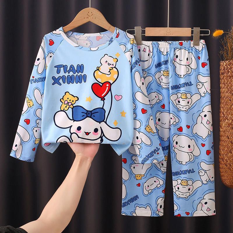 Bộ Đồ Ngủ Trẻ Em, Hàng Mới Về, Mỏng Và Dài Tay, Thích Hợp Cho Mùa Xuân Và Mùa Thu, Cho Bé Gái, Trẻ Em Trung Và Lớn, Thiết Kế Hoạt Hình, Quần Áo Điều Hòa Không Khí, Bộ Quần Áo Mặc Nhà 2