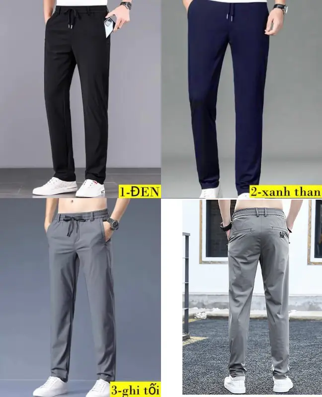 Quần dài Nam vải gió dáng suông ( Loại Đẹp ) co dãn 4 chiều, dáng suông, cạp chun dây rút 8