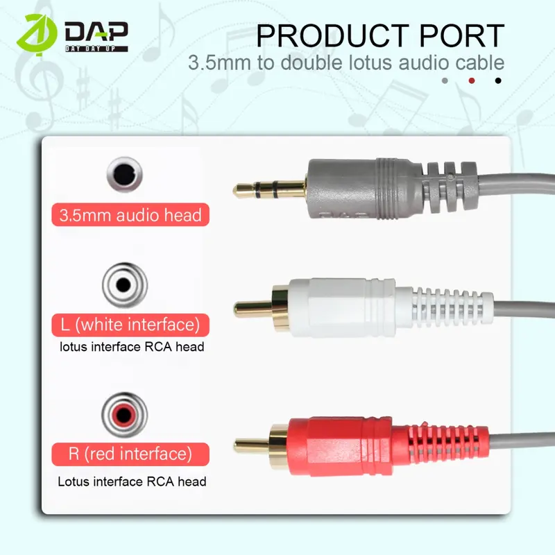 DAP Kabel Audio aux 2 in 1 Jack 3.5mm to RCA hitam 3 meter Accessories Speaker - Original by DAP 2