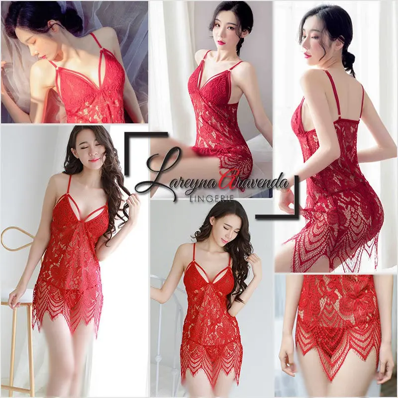 Set Lingerie + Celana Dalam Seksi Model Terusan Full Lace LG221 5