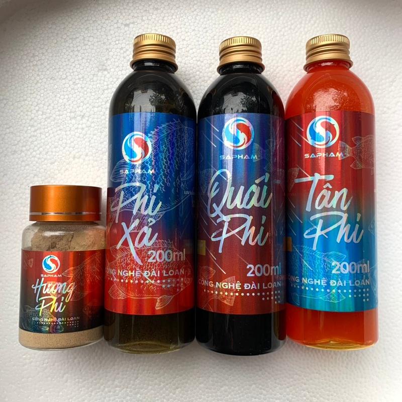 Hương liệu câu cá Rô Phi bộ 4 chai và hương hồ , khóm,chính hãng sa phạm Đi Câu Bắt Cá