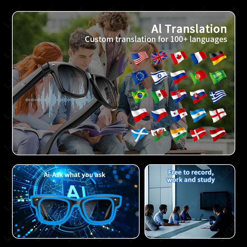 LIGE Smart Glasses AI Photography Video Intelligent Interactive Translation Smart Sunglasses For Google Glasses with camera men - Image 2