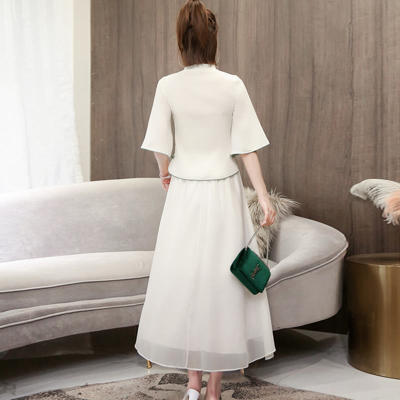 2024 New Chinese Style Women's Clothing Improved Adult Women's Han Chinese Clothing Autumn Ancient Costume Cheongsam Slim Fit Dress Two-Piece Set 5