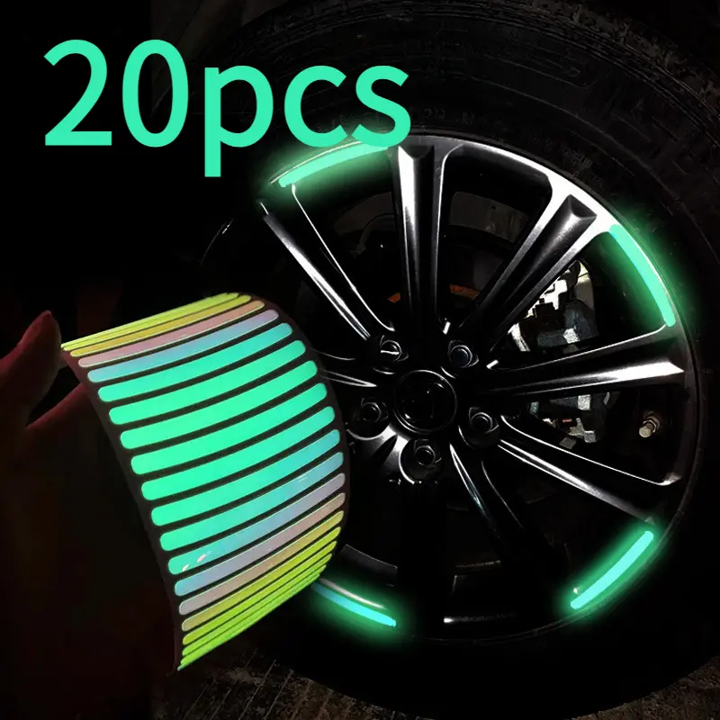 1/2/4Pack Car Wheel Hub Reflective 7 Color Laser Luminous Tire Anti-Collision Sticker Personality Creative Motorcycle Electric Vehicle Colorful Sticker