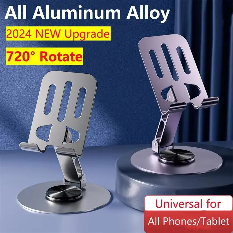 360 Rotate Aluminum Alloy Portable Tablet Holder for Phone Adjustable Flexible Folding Lazy Desktop Live Mobile Pad Stand Mount