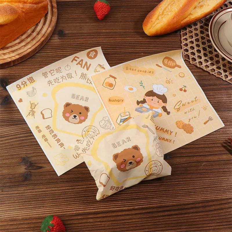 Giấy chống dầu, 50 cái, Giấy gói thực phẩm, Thích hợp để nướng, bánh mì sandwich, burger, khoai tây chiên và thực phẩm chiên, có thể được sử dụng làm tấm lót đĩa hoặc phụ kiện 4