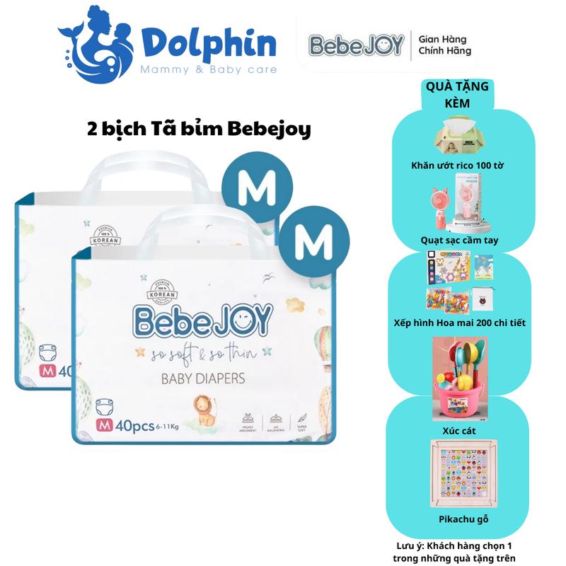 2 bịch Tã Bỉm BebeJoy Hàn Quốc dán/ Quần NB50 S42 M40 M38 L36 XL34 XXL32 Cho Bé