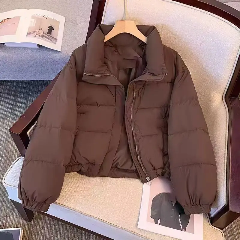 Áo Khoác Cotton, Dài Ngắn, Dành Cho Nữ, Dễ Phối Đồ, Bán Chạy Vào Mùa Đông, Thời Trang Và Phong Cách, Mới, Nhỏ, Dày Dặn, Cổ Chân Đế Áo Khoác Phao