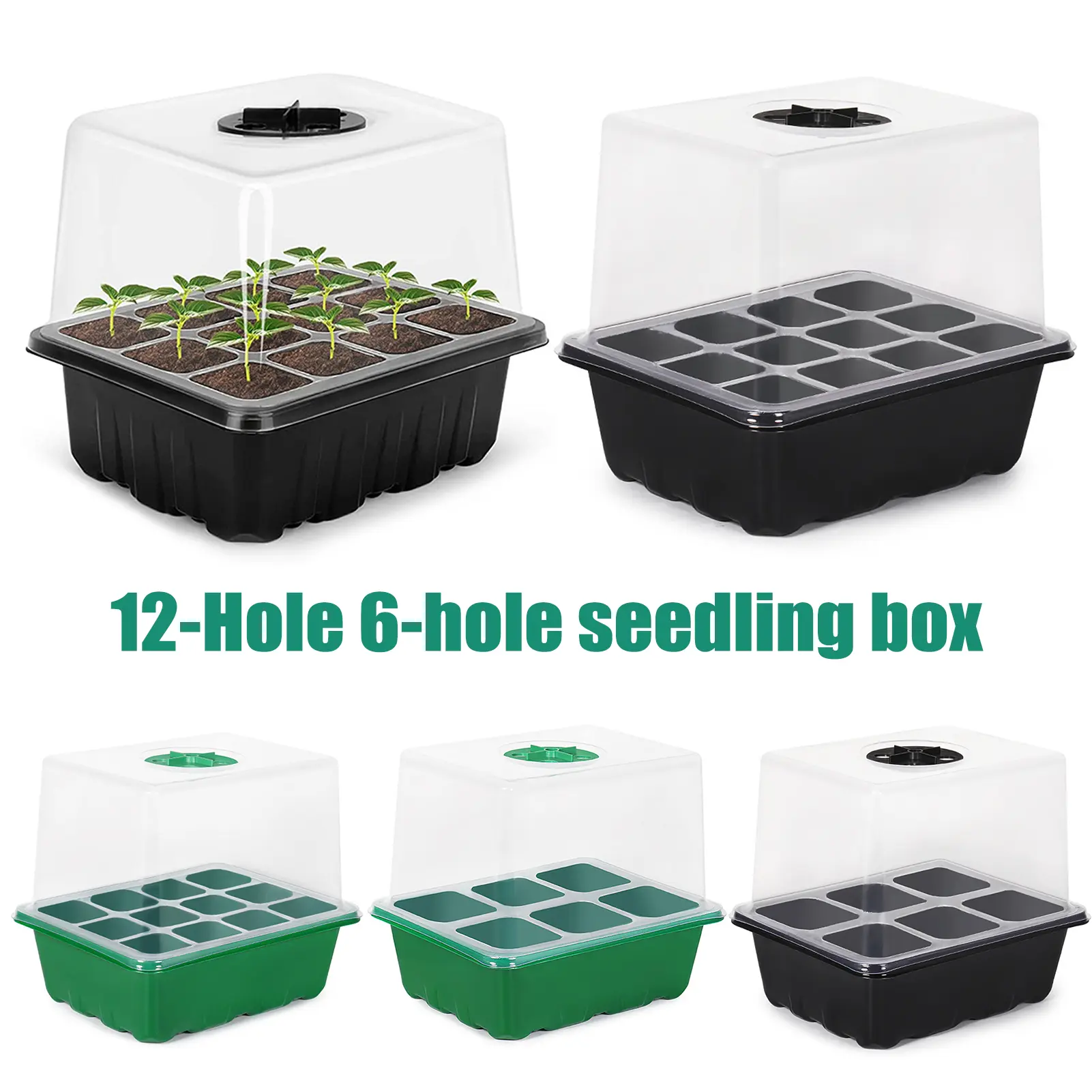Khay Khởi Động Hạt Giống, Nourytg, 6 Tế Bào / 12 Tế Bào, Khay Nảy Hạt Giống, Có Lỗ Thông Hơi Độ Ẩm Có Thể Điều Chỉnh Hộp Vườn Ươm Thực Vật, Thích Hợp Cho Vườn Trong Nhà Cây Bonsai Cây Con Bắt Đầu Trồng