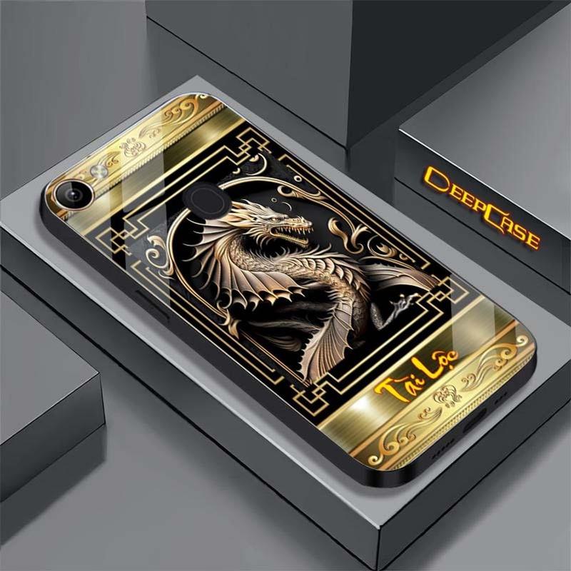 Ốp Lưng Cho OPPO F7, F5, F5 YOUTH Mặt Lưng Kính Cường Lực 3D In Hình 12 Con Giáp Tài Lộc