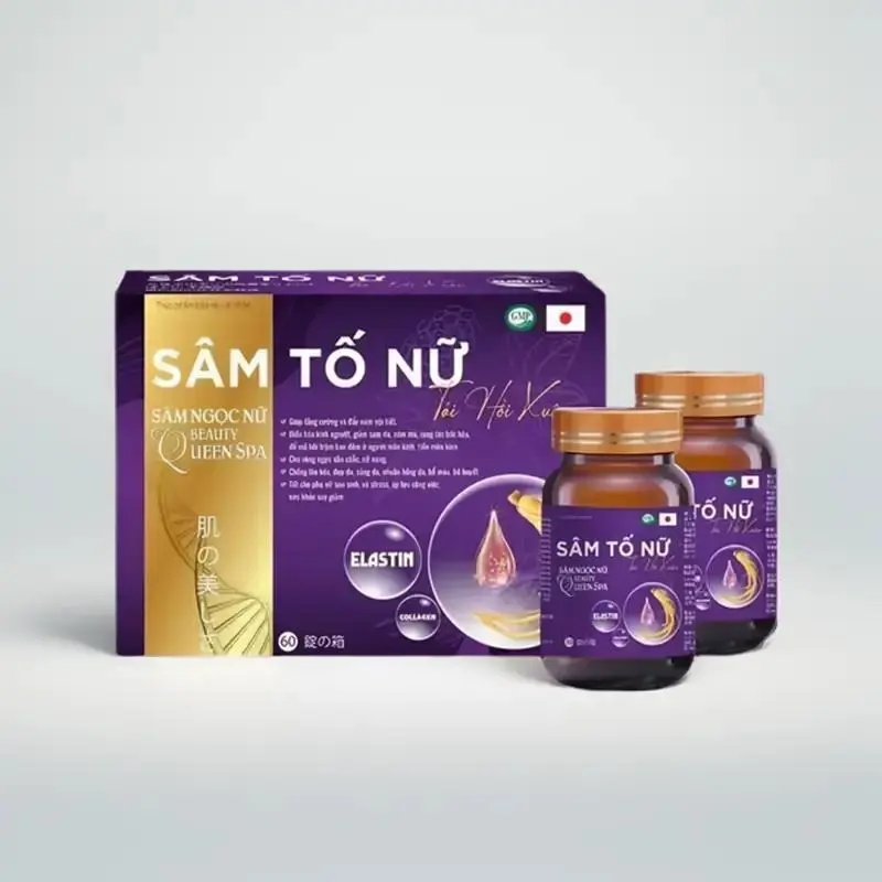 [Mua 1 Được 4] Combo Viên Uống Sâm Tố Nữ Tái Hồi Xuân (Hộp 2 Lọ 60 Viên) + Tặng 1 Hộp Collagen Khiết Hồng Nhan + 1 Hộp Vitamin E Đỏ Omega 3 + Mặt Nạ Cừu 2