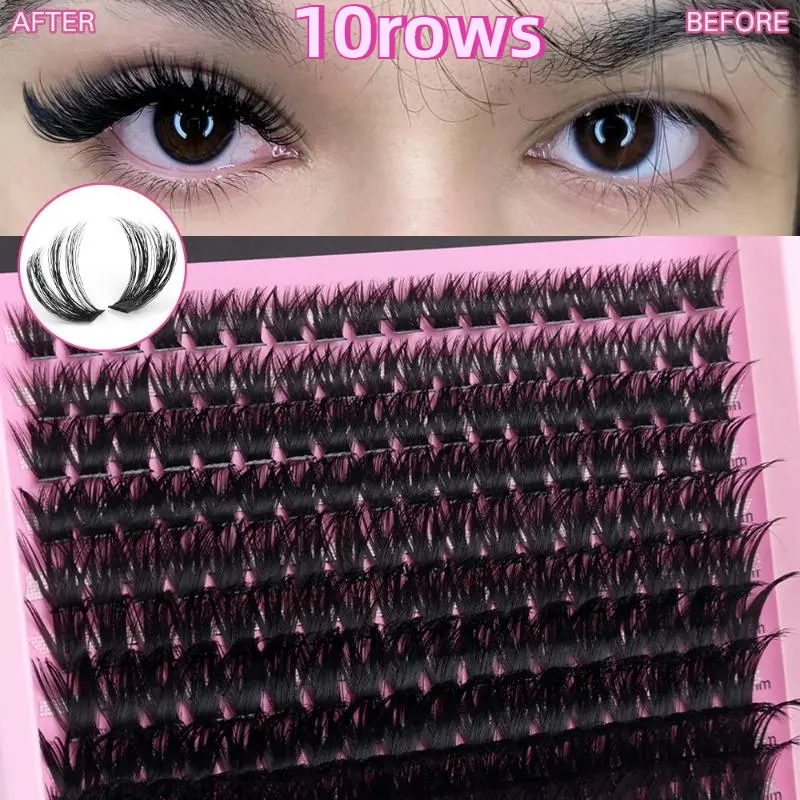 10Rows DIY Lash Clusters 50-100P Eyelash Extensions Natural Look Wispy Lashes Curl 8-16mm Cluster Individual Eyelashes