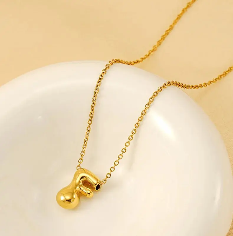 Product Introduction of 26 Initial Letter 18K Stainless Steel Balloon Bubble Necklace For Women Personalized Jewelry Gift Wholesales 0