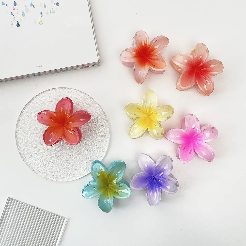 [Buy One Get Two Free Limited Time] Frangipani Hair Clip, Gradient Flower, Hair Accessories, Suitable for Hair Arrangement, Bangs Clip, Back of Head