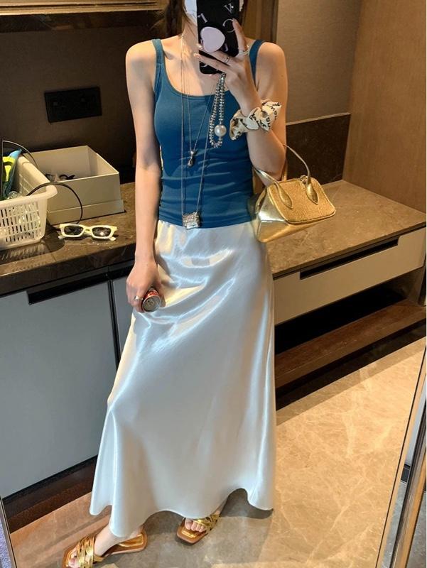Product Introduction of Chân váy lụa vân bóng cạp chun ẩn dáng dài Quảng Châu Lumii Women 23