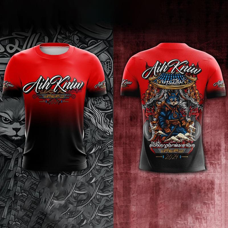Product Introduction of Men's Casual T-Shirts 3d Printing Clothing Red Shirt Short Sleeve Large Size Round Neck T-Shirt Male Outdoor Sports Fitness T-Shirt 9
