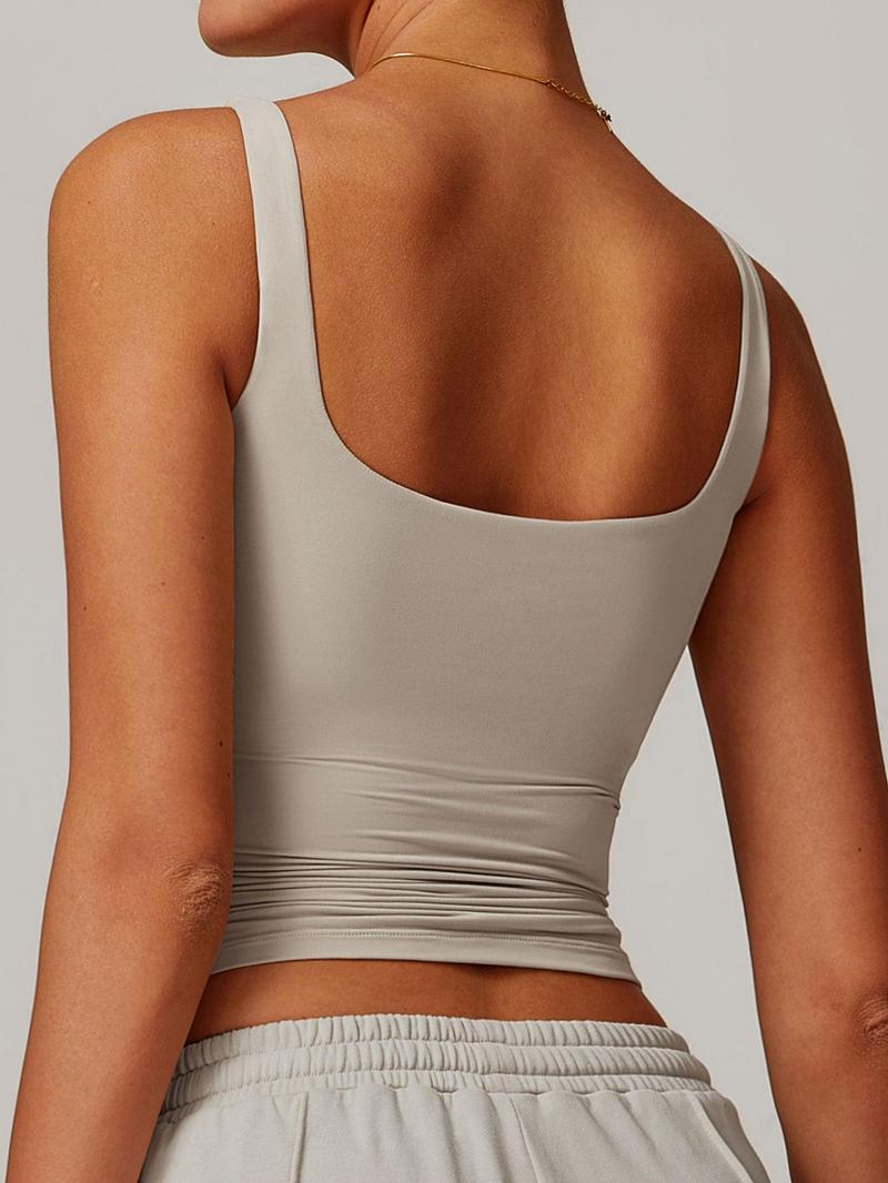 Product Introduction of Women's Solid Sports Tank Top, Sporty Sleeveless Top for Yoga Gym Workout Running, Ladies Sportswear for All Seasons 8