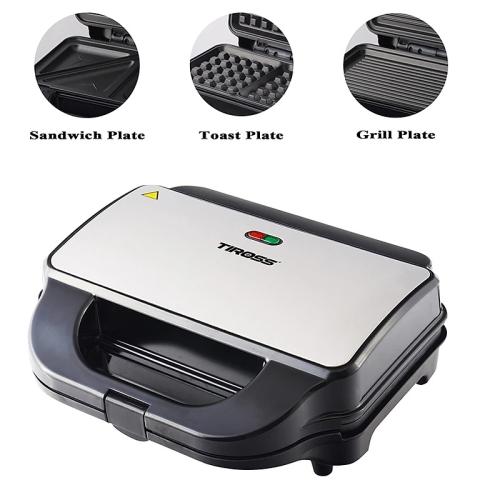 Máy nướng bánh mỳ, kẹp Sandwich đa năng 3 TRONG 1 Tiross TS9655 - Bảo hành 12 tháng [CHÍNH HÃNG]
