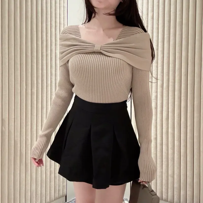 [LUXE.DLABEL] - G61 TOP [ Atasan wanita  Atasan rajut lengan panjang rajut Kaos wanita Vest wanita Atasan Wanita Atasan Halter tank wanita top Croptop Croptee Atasan perempuan 0