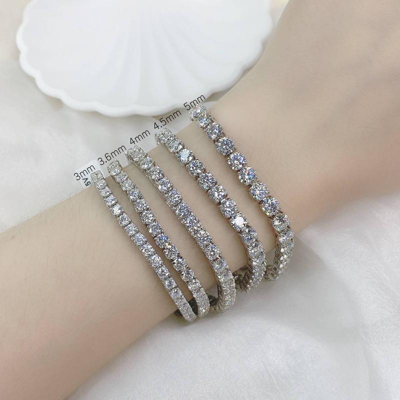 Hà Tuấn Jewelry Lắc Tay Bạc 925 Xi Kim FULL MOISSANITE Kích Thước Từ 2mm - 6mm BGX004