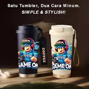 Tumbler Roblox  500ml Stainless Steel 316 Portable Botol Minum Simple Stylish & Aesthetic Dengan Sedotan CUPLXTK8113