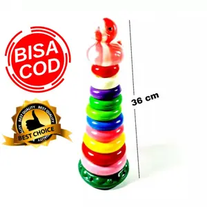 ( BISA COD ) PROMO Mainan Anak Ring Donat 10 Susun Multiwarna Murah