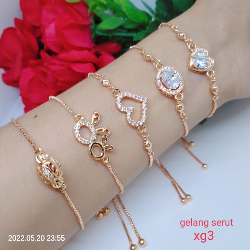 Gelang Serut Titanium Tembaga Rodium Perhiasan Emas Terlaris Termurah Tidak Mudah Luntur G16-GS1 2