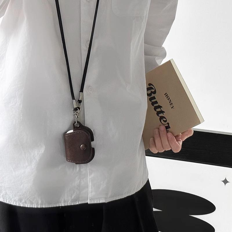 Vỏ AirPods, Da PU Trơn Vỏ Bảo Vệ Sành Điệu, Tương Thích Với AirPods 1 / 2, 3, Pro Và Thế Hệ 2, Vỏ Tai Nghe Bluetooth, Có Dây Đeo Dài