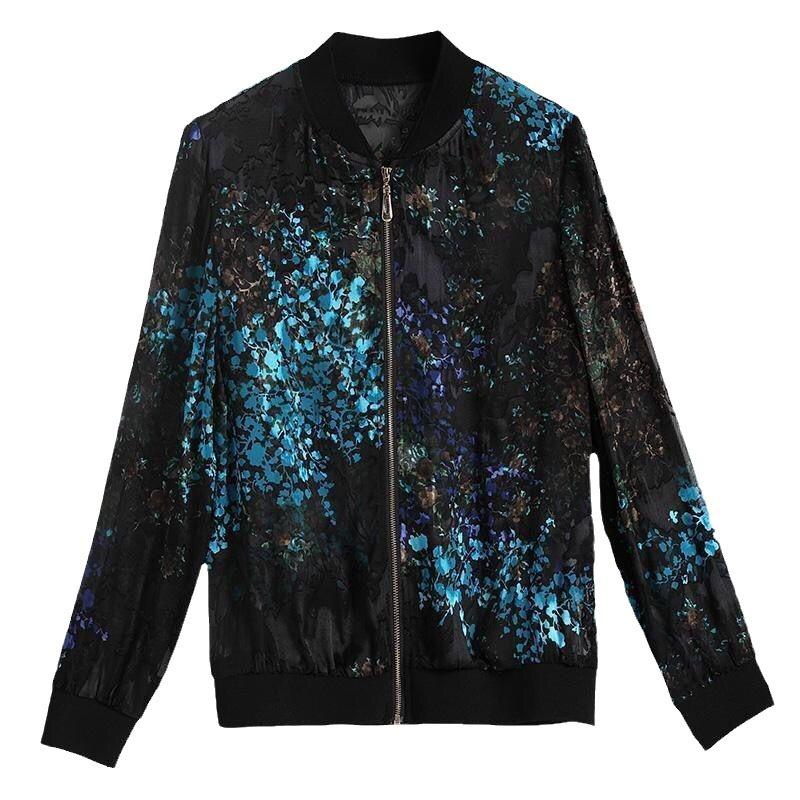 Chiffon Printed Baseball Jacket Women's Long Sleeve 2025 Spring Summer New Loose Jacket Sun Protection Thin Short Coat 4