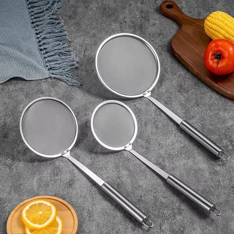 1/2pcs Saringan Jala Perkolator Lemak Jepang Hot Pot Filter Sup Sendok Skimmer Stainless Steel Sendok Penyaring Minyak