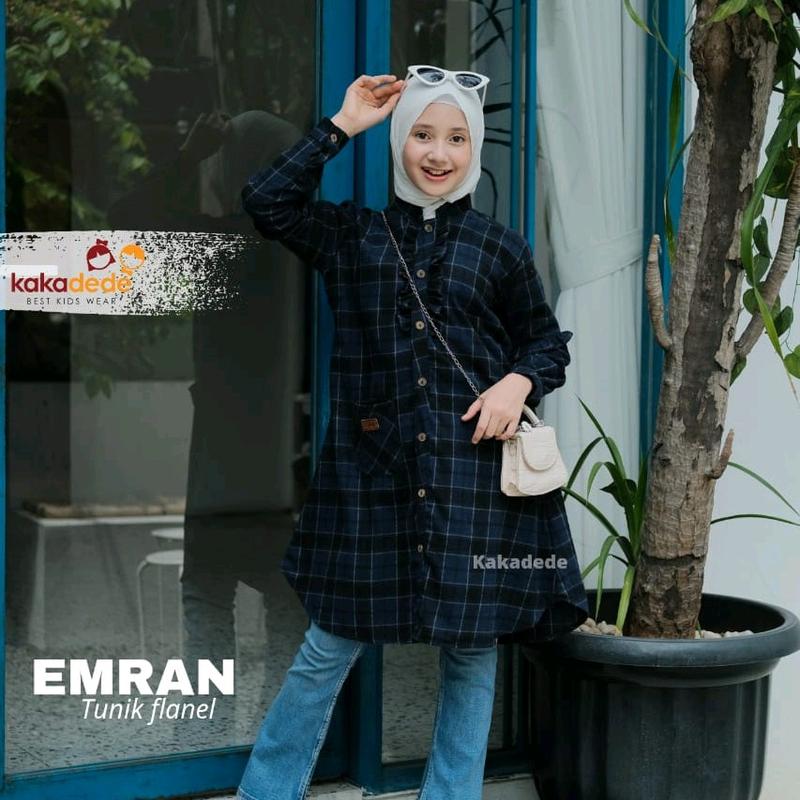 Tunik Flanel lengan panjang anak perempuan 4 - 16 tahun remaja kakadede 5