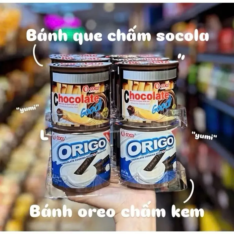 Bánh que chấm ORIGO , Bánh que chấm socola, bánh que giòn chấm sốt  Hủ Nhỏ 40G Thơm Ngon