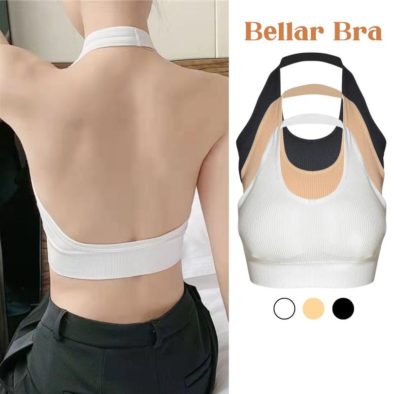 Áo bra hở lưng - Áo Lót Bra Nữ thun hở lưng gân tăm cổ yếm có mút mỏng ôm dáng phối đồ sexy B0476 Women